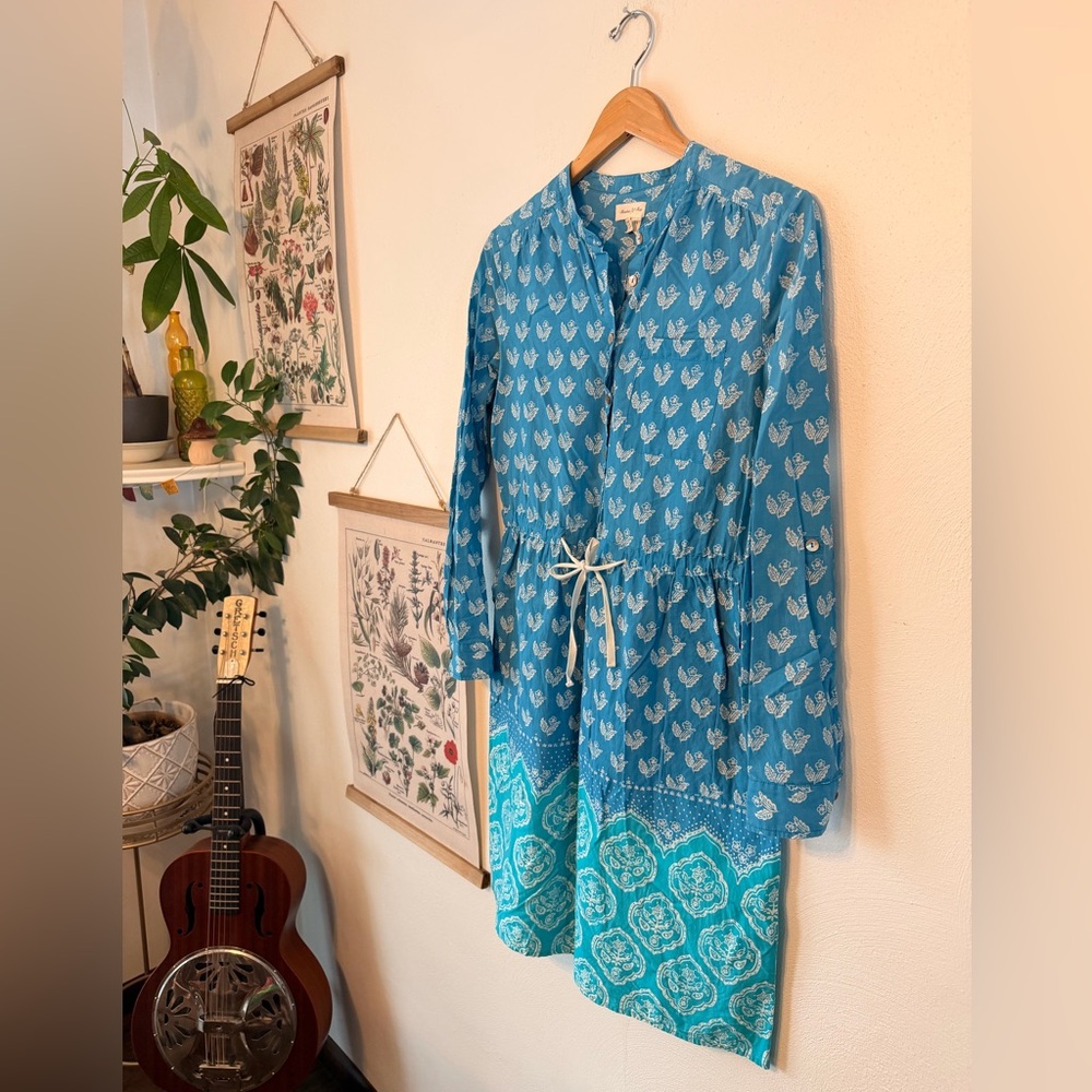 Anthropologie Meadow Rue - 4 - Sky Blue and White Patterned Dress